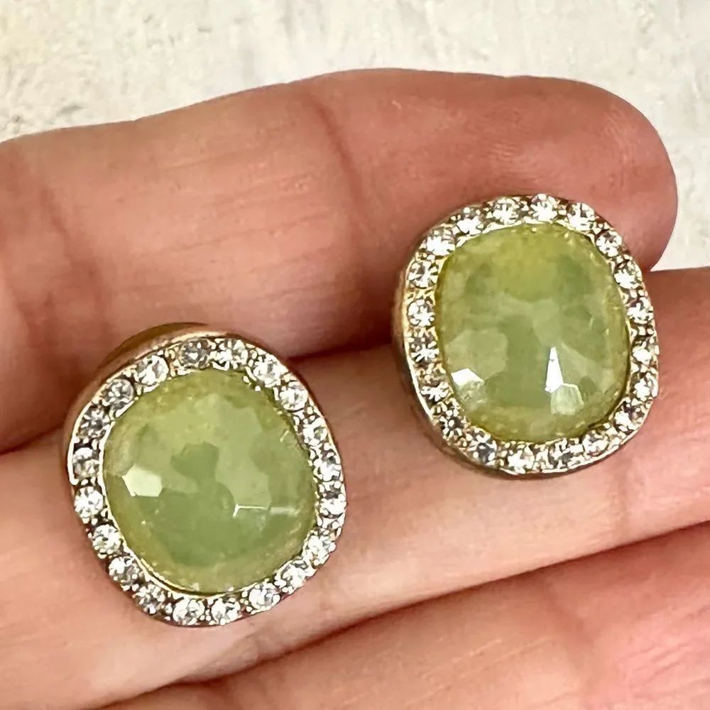Monet green rhinestone post earrings